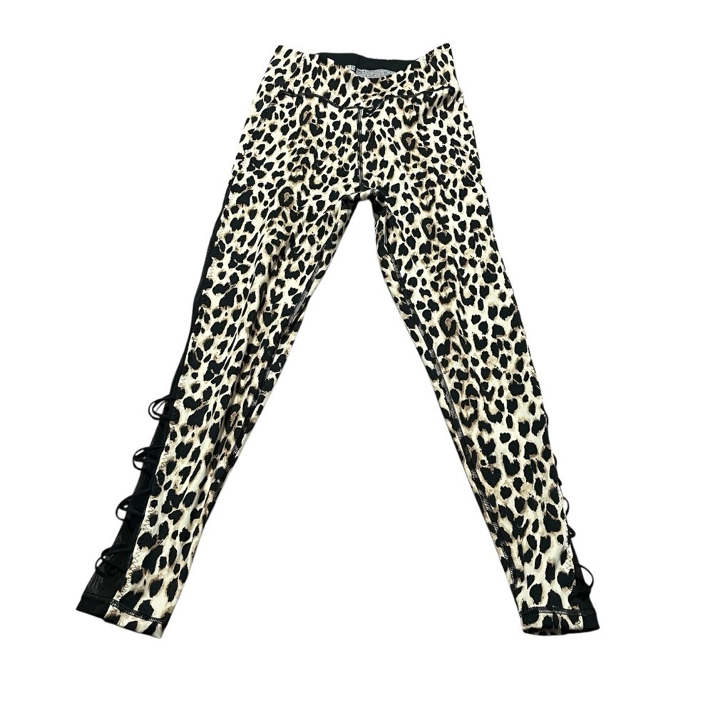 Victoria's Secret Leopard Print Leggings Mesh side detail Size 8 Workout Gym